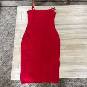 Lulu's Vibrant Red Strapless Dress